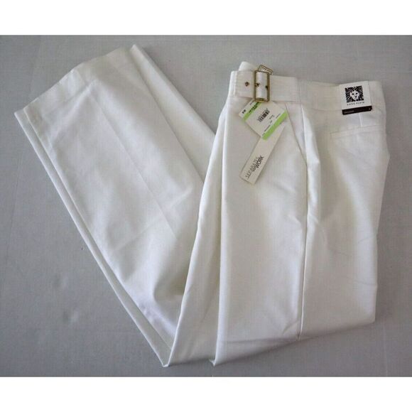 Anne Klein Women's Sz 4 White Woven Dress Pants w/Gold Accent Buckles - Picture 8 of 9